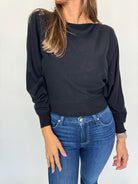 KLD Boatneck Dolman Sleeve Sweater Black | Vagabond Apparel Boutique