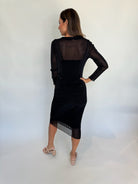 KLD Lurex Mesh Drape Dress | Vagabond Apparel Boutique