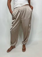 KLD Satin Cargo Joggers Champagne | Vagabond Apparel Boutique