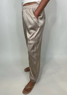 KLD Satin Cargo Joggers Champagne | Vagabond Apparel Boutique