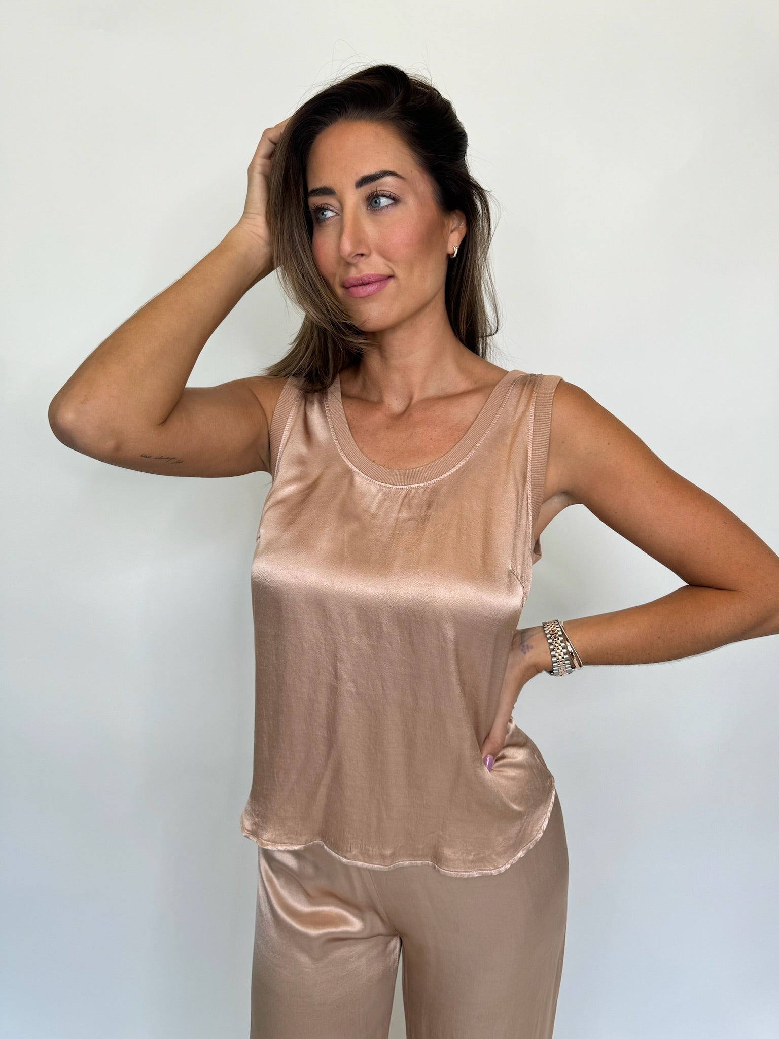 LA Made You Silky Tank Sand | Vagabond Apparel Boutique