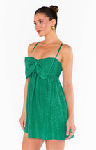 Show Me Your Mumu Best Bow Mini Dress Green Confetti | Vagabond Apparel Boutique