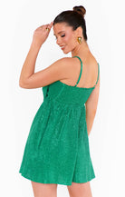 Show Me Your Mumu Best Bow Mini Dress Green Confetti | Vagabond Apparel Boutique