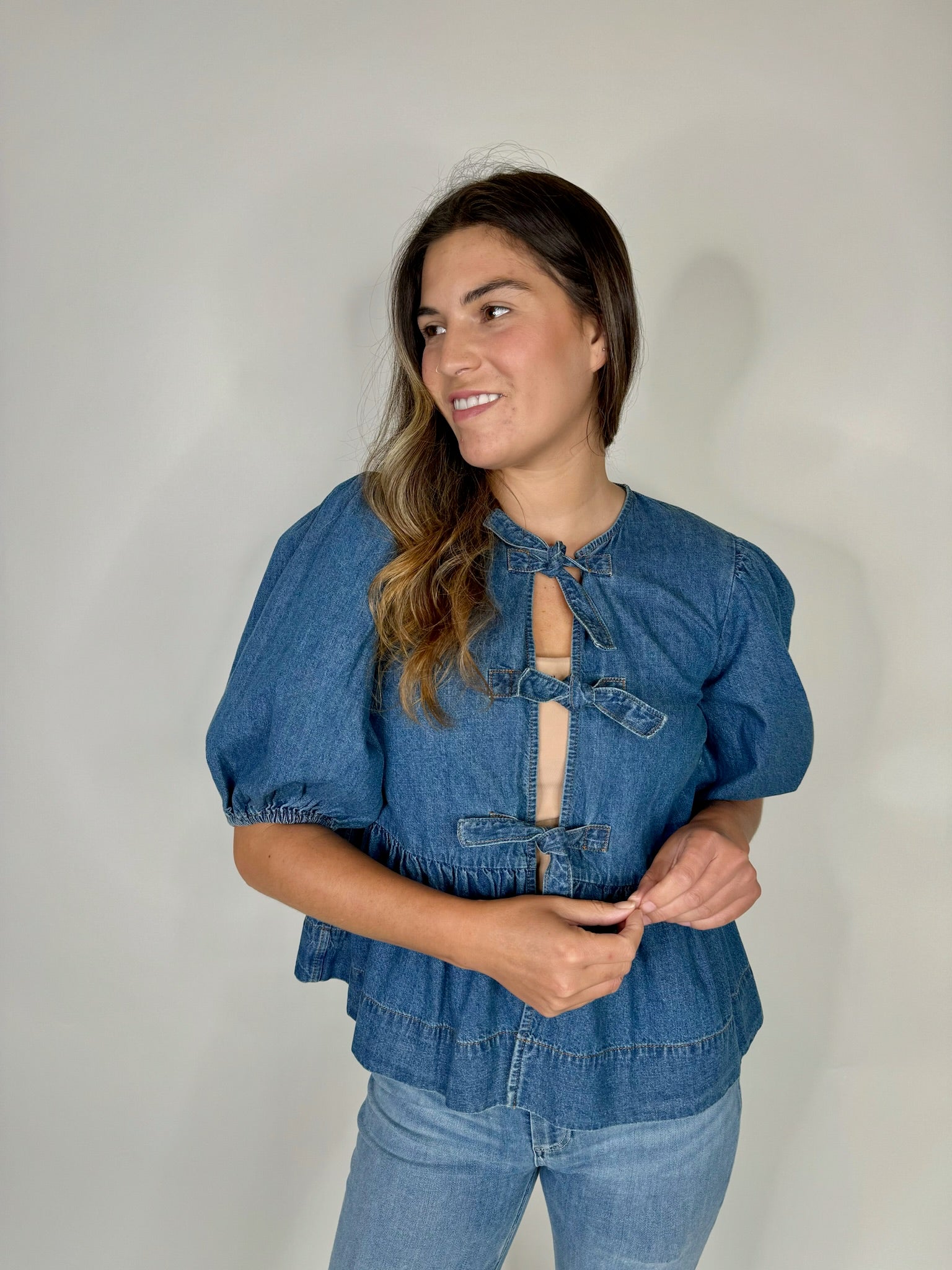 Olivaceous Denim Top | Vagabond Apparel Boutique