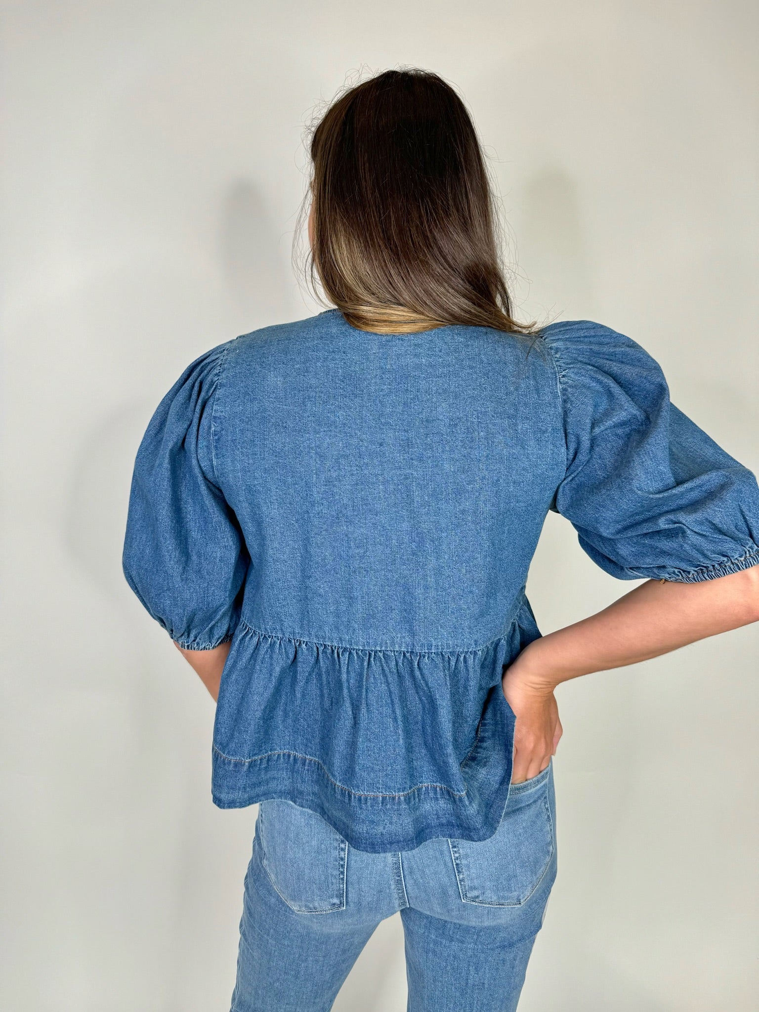 Olivaceous Denim Top | Vagabond Apparel Boutique