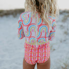 Oopsie Daisy Kid Coral Rainbow Zip Rash Guard | Vagabond Apparel Boutique