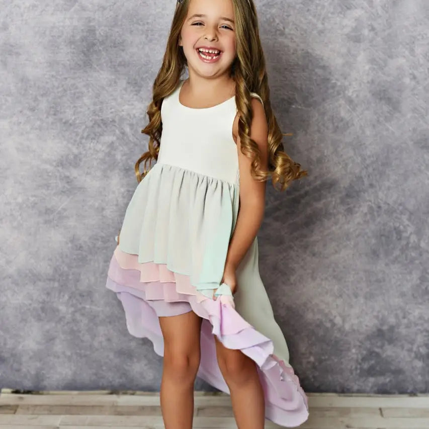 Oopsie Kid Hi-Lo Frill Tier Ombre Dress | Vagabond Apparel Boutique