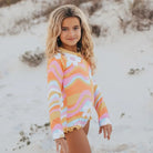 Oopsie Daisy Kid Retro Flower Zip Rash Guard | Vagabond Apparel Boutique