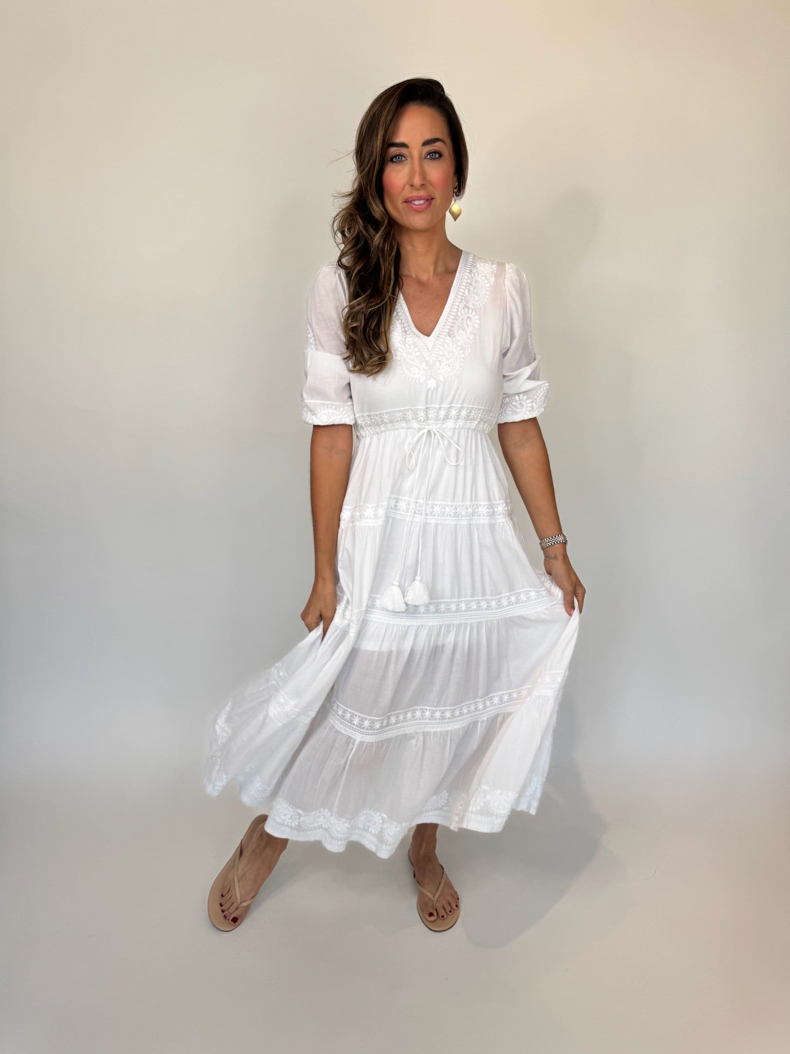 Pranella Azul Kaftan Maxi Dress White | Vagabond Apparel Boutique