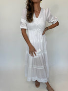 Pranella Azul Kaftan Maxi Dress White | Vagabond Apparel Boutique