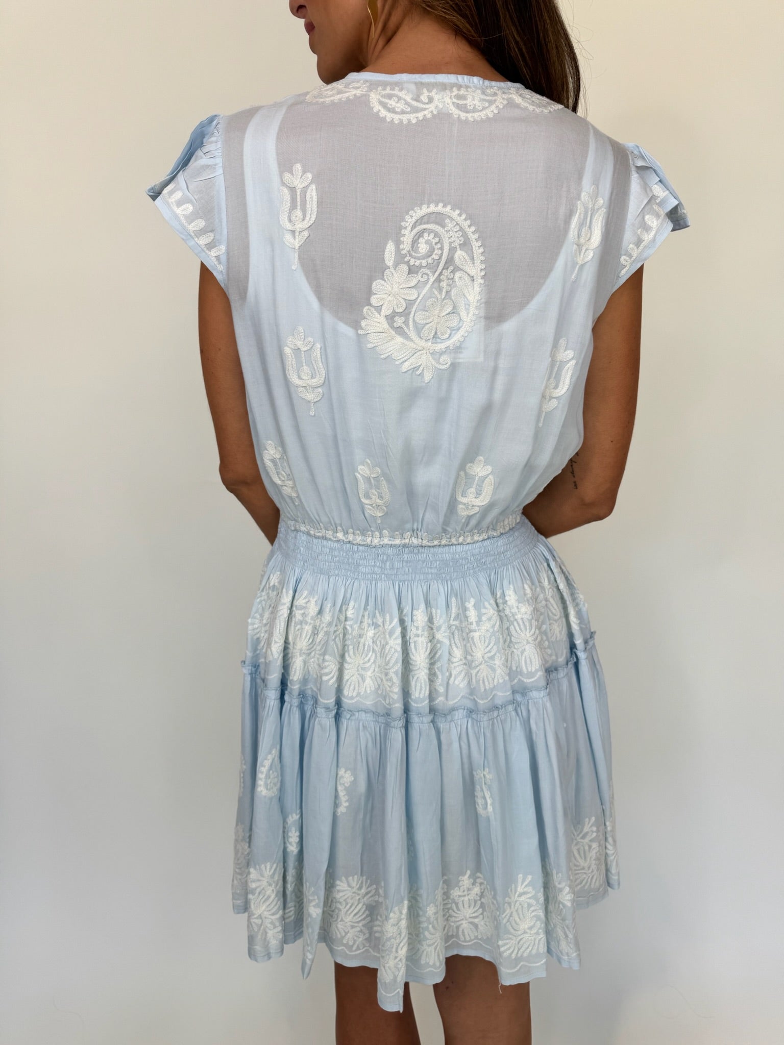 Pranella Rider Mini Dress Sky Blue | Vagabond Apparel Boutique