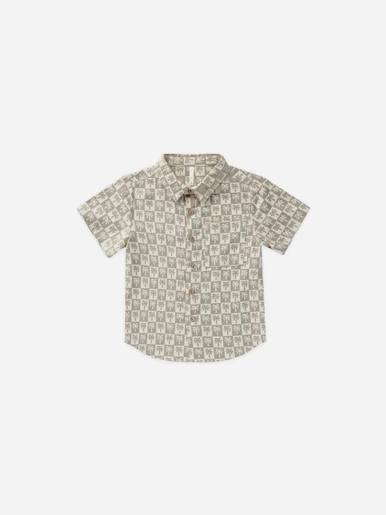 Rylee & Cru Collared Short Sleeve Shirt Palm Check