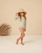 Rylee & Cru Delphine Rash Guard One Piece Palm Check