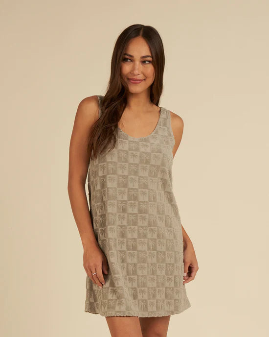 Rylee & Cru Women Terry Tank Dress Palm Check