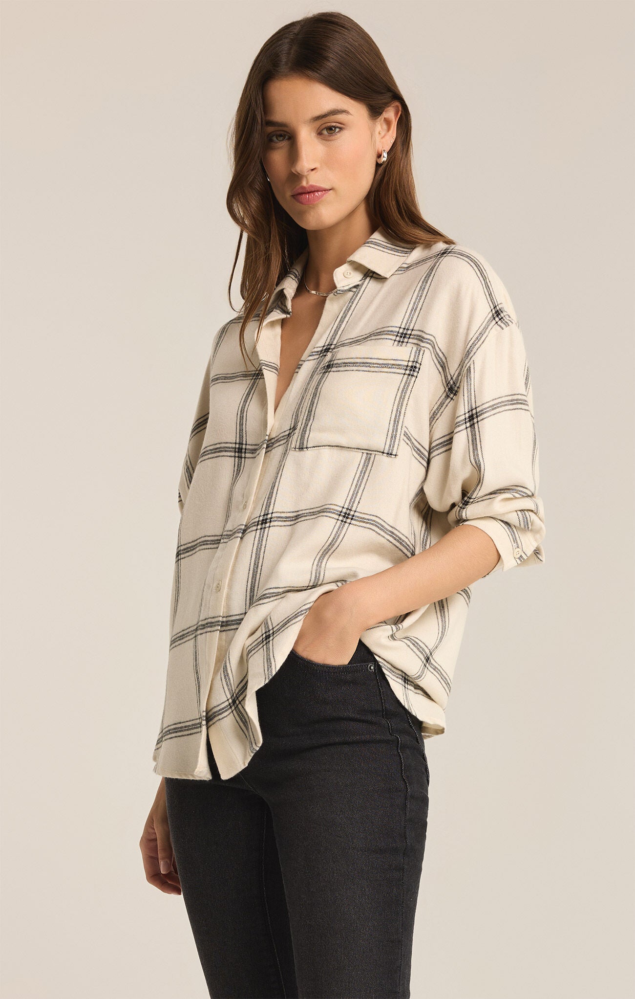 Z Supply River Plaid Button Up Sea Salt | Vagabond Apparel Boutique