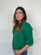 Rose & Crown Rouched Cardigan Kelly Green | Vagabond Apparel Boutique