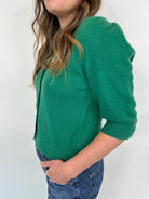 Rose & Crown Rouched Cardigan Kelly Green | Vagabond Apparel Boutique