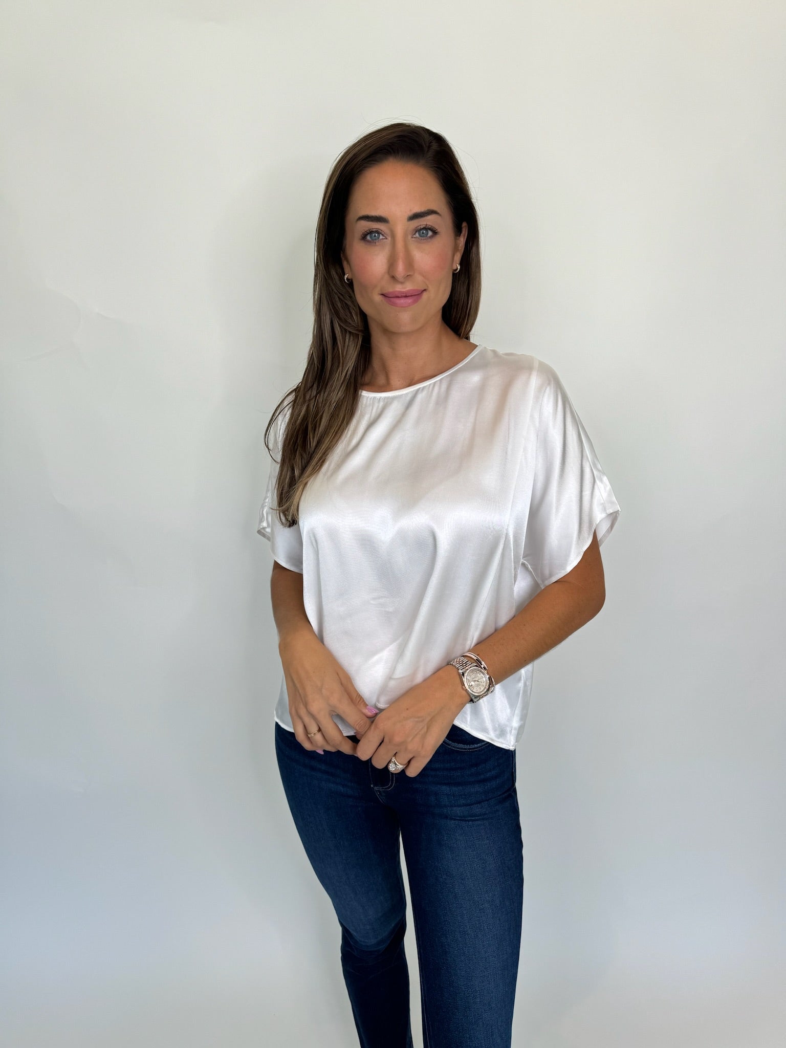 Rose and Crown Satin Top Cream | Vagabond Apparel Boutique