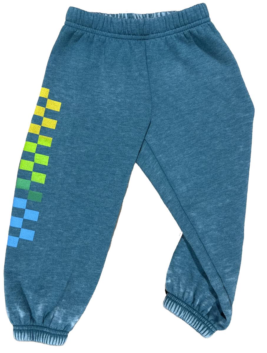 Rowdy Sprouts Rainbow Check Sweatpants River Green | Vagabond Apparel Boutique