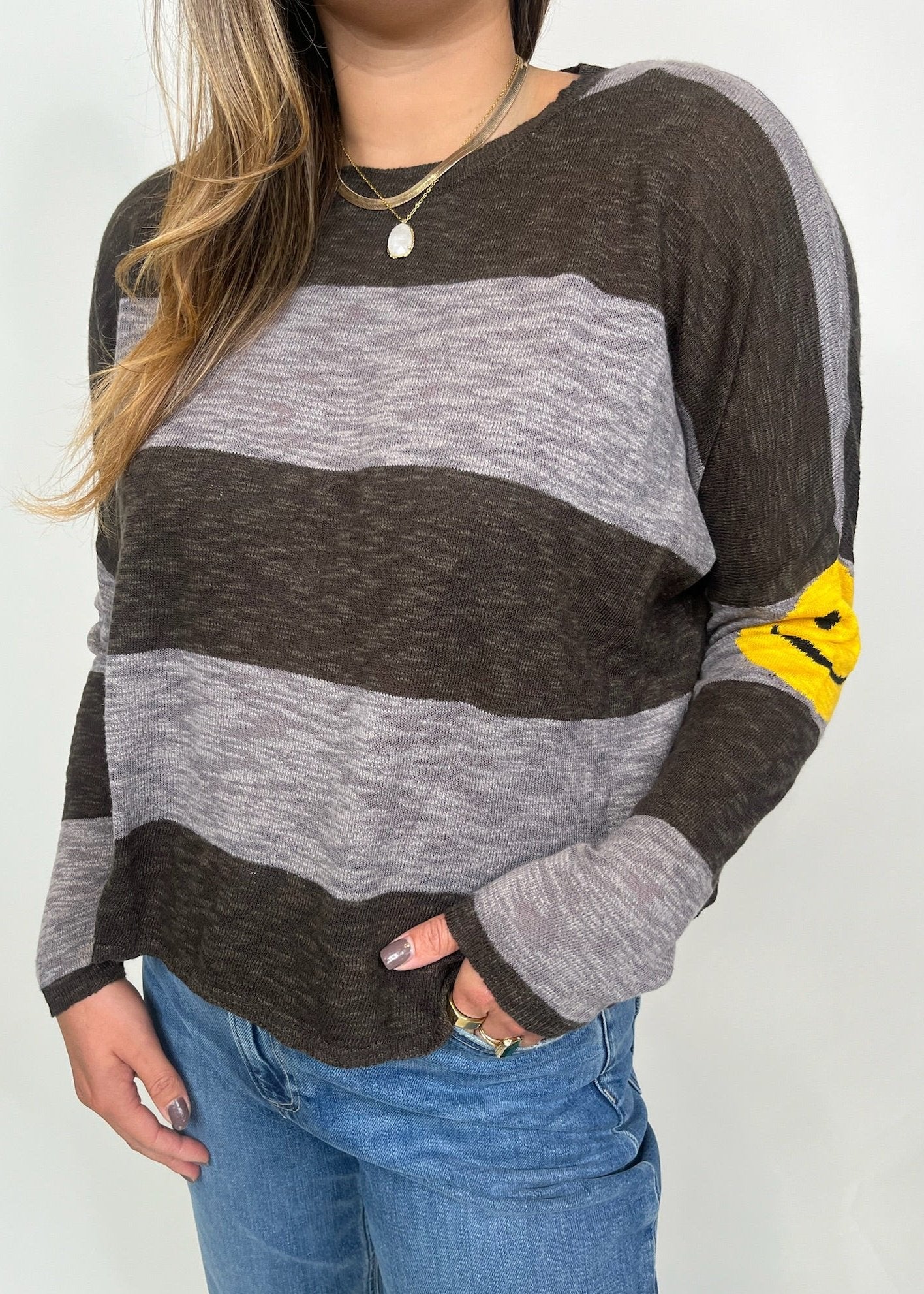 Stitch Drop Happy Face Sweater | Vagabond Apparel Boutique