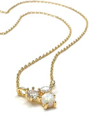 Silver Girl 3 Stone Opal Cluster Necklace | Vagabond Apparel Boutique