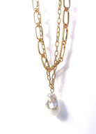 Silver Girl Double Chain Pearl Drop Necklace | Vagabond Apparel Boutique