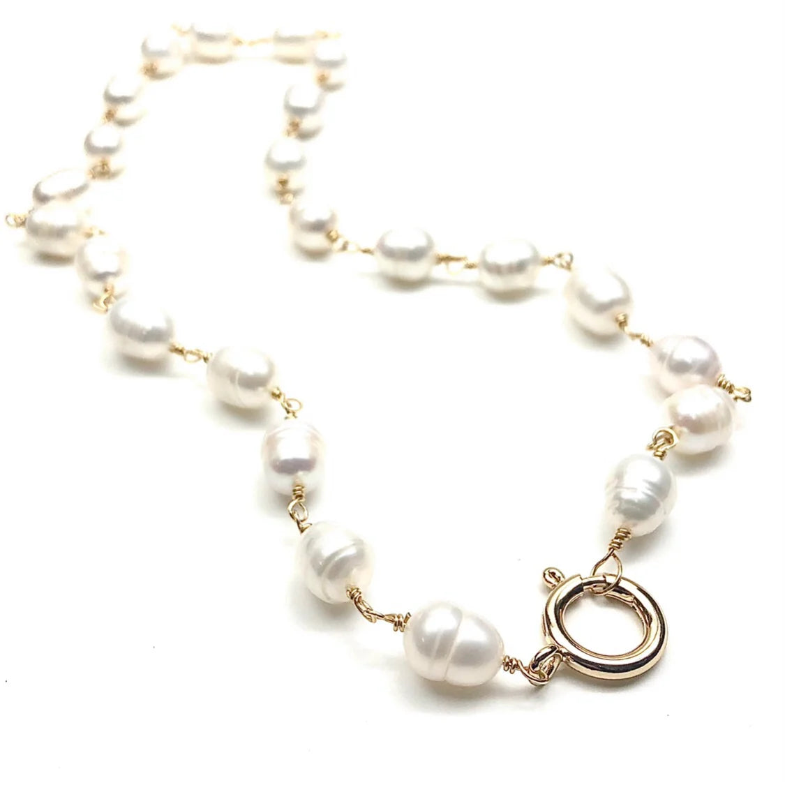 Silver Girl Large Pearl Link Necklace | Vagabond Apparel Boutique