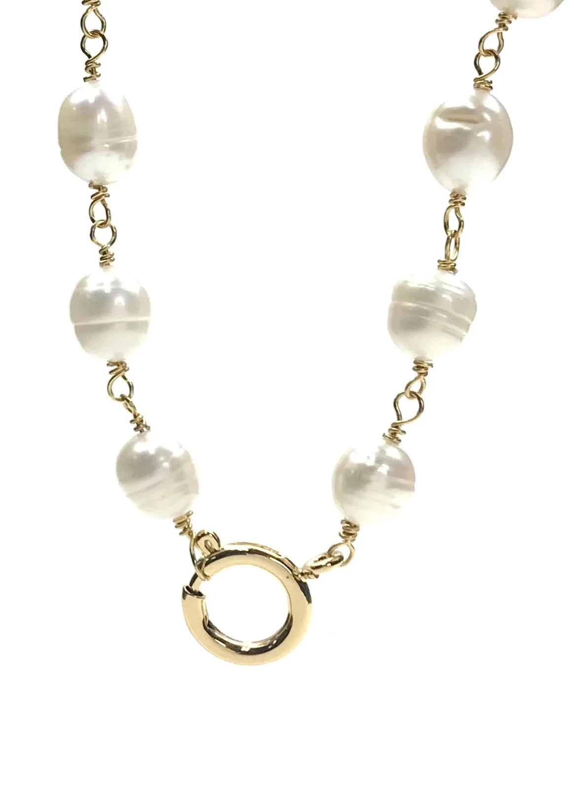 Silver Girl Large Pearl Link Necklace | Vagabond Apparel Boutique