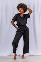 Sea Lustre Viper Jumpsuit Black Linen | Vagabond Apparel Boutique