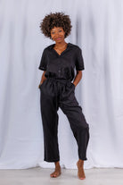 Sea Lustre Viper Jumpsuit Black Linen | Vagabond Apparel Boutique