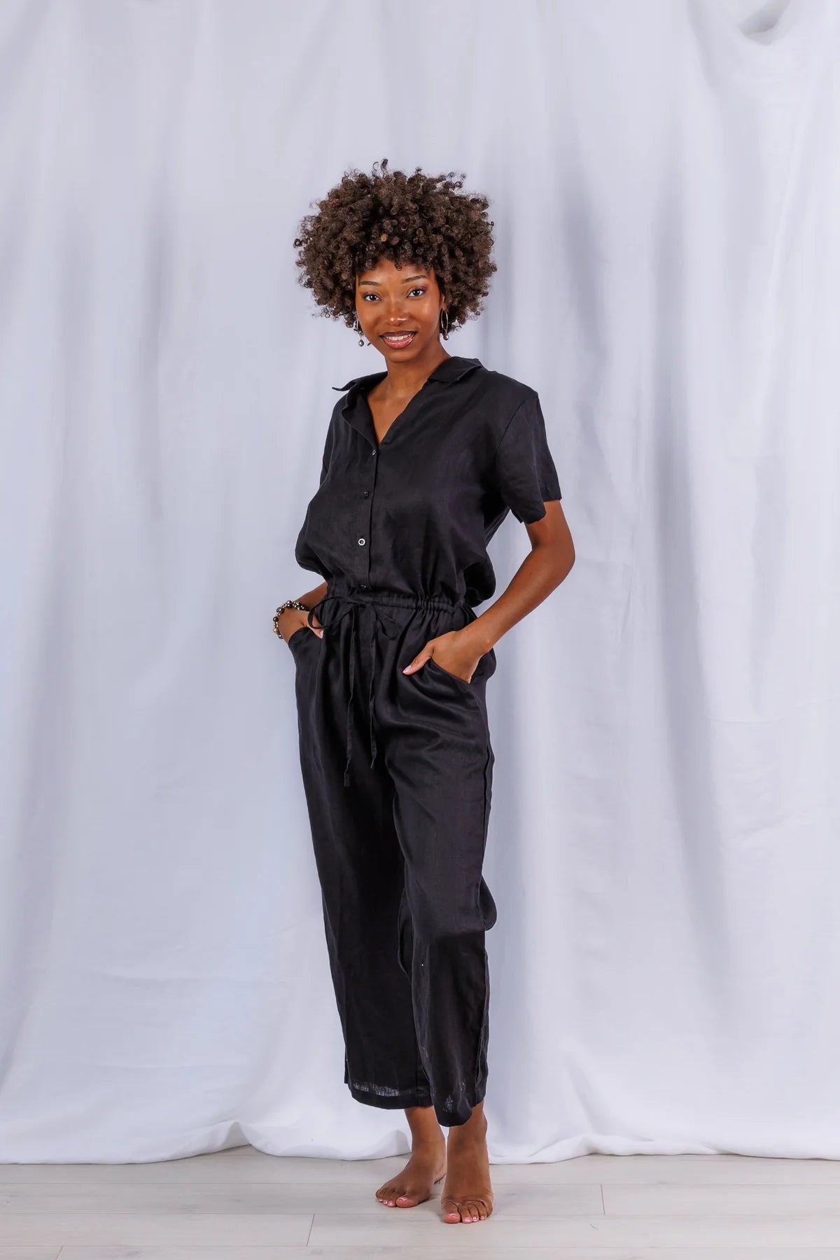 Sea Lustre Viper Jumpsuit Black Linen | Vagabond Apparel Boutique