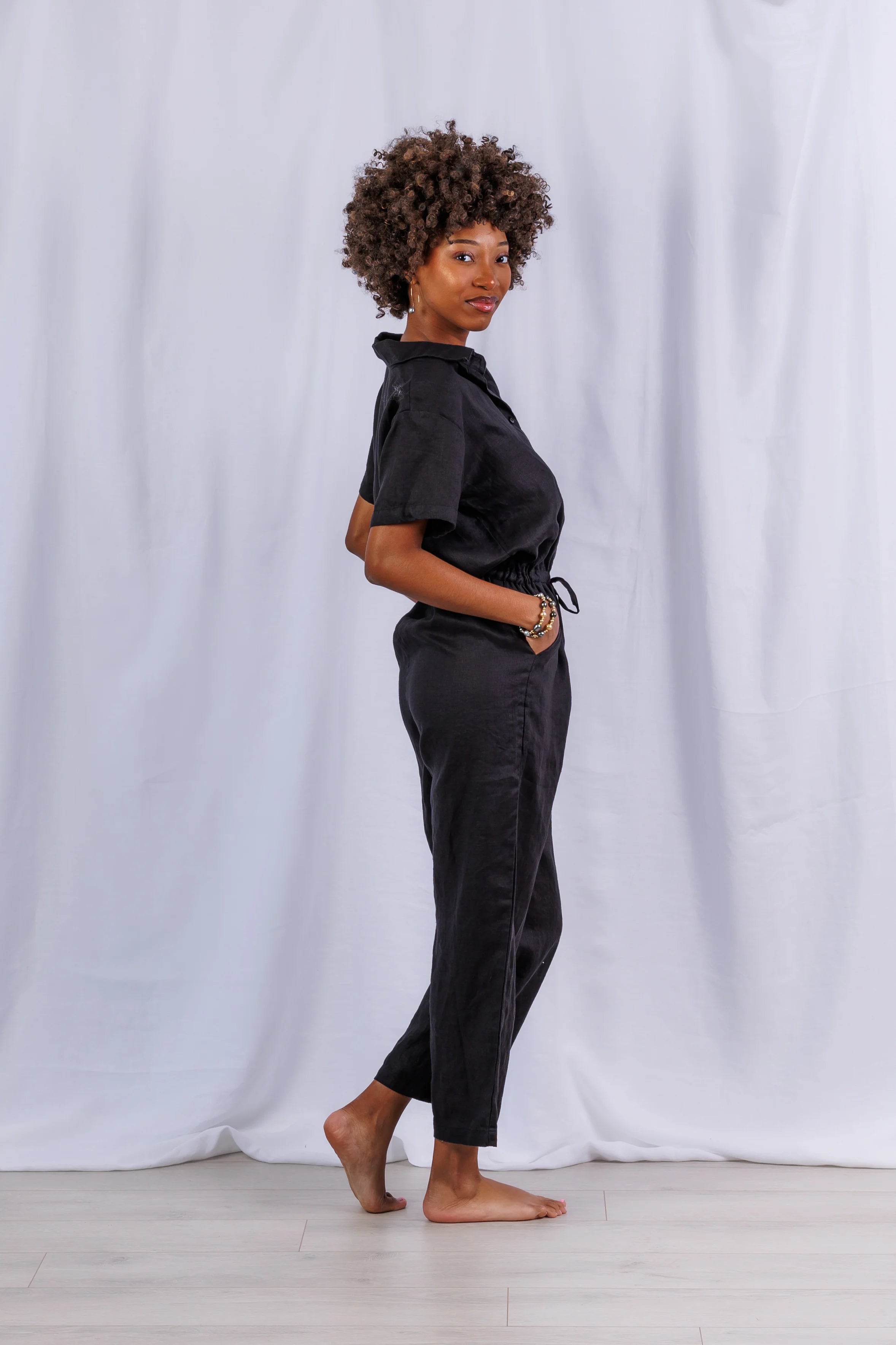 Sea Lustre Viper Jumpsuit Black Linen | Vagabond Apparel Boutique