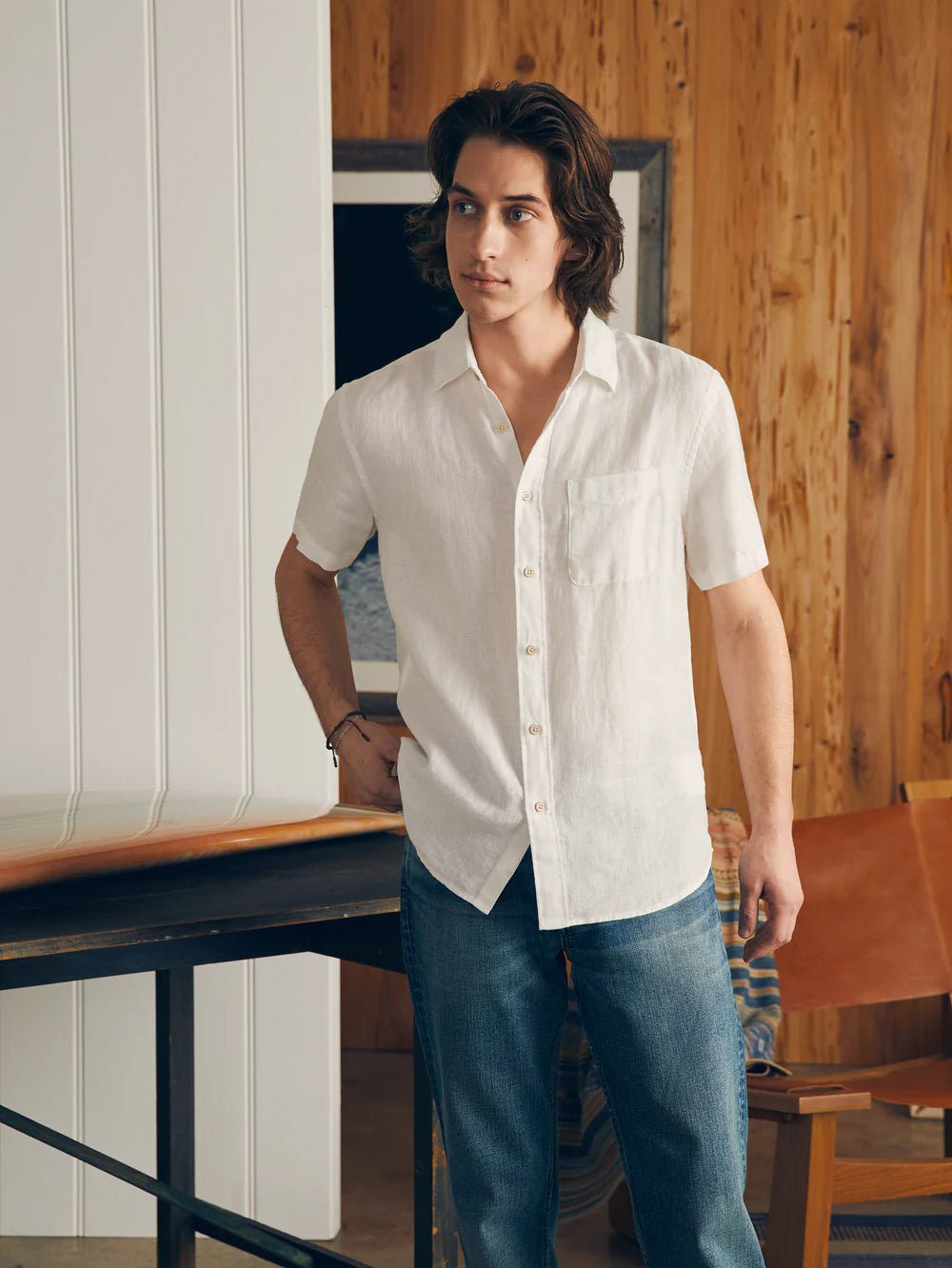 Faherty Men Short Sleeve Palma Linen Shirt | Vagabond Apparel Boutique