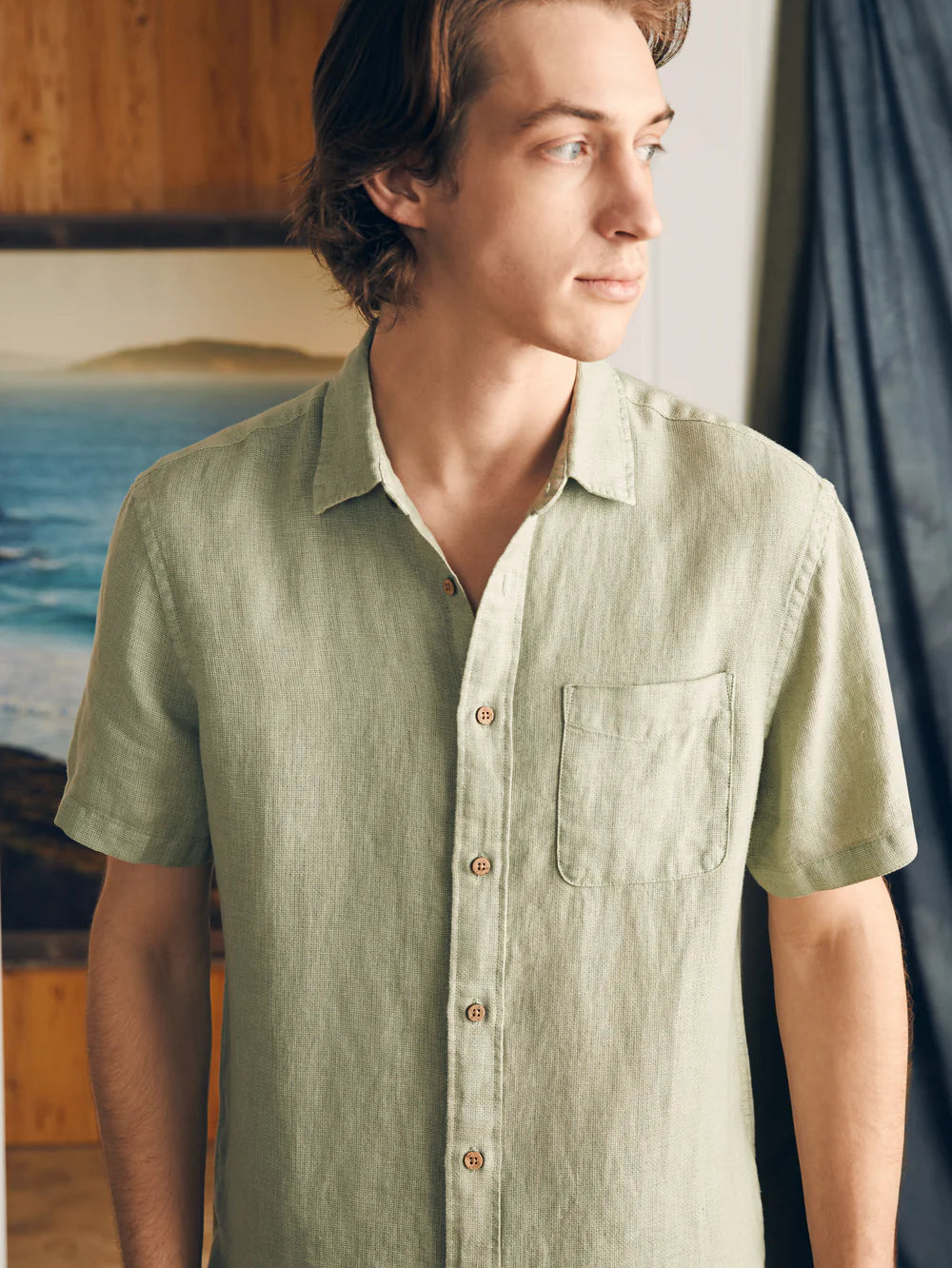 Faherty Men Short Sleeve Palma Linen Shirt | Vagabond Apparel Boutique