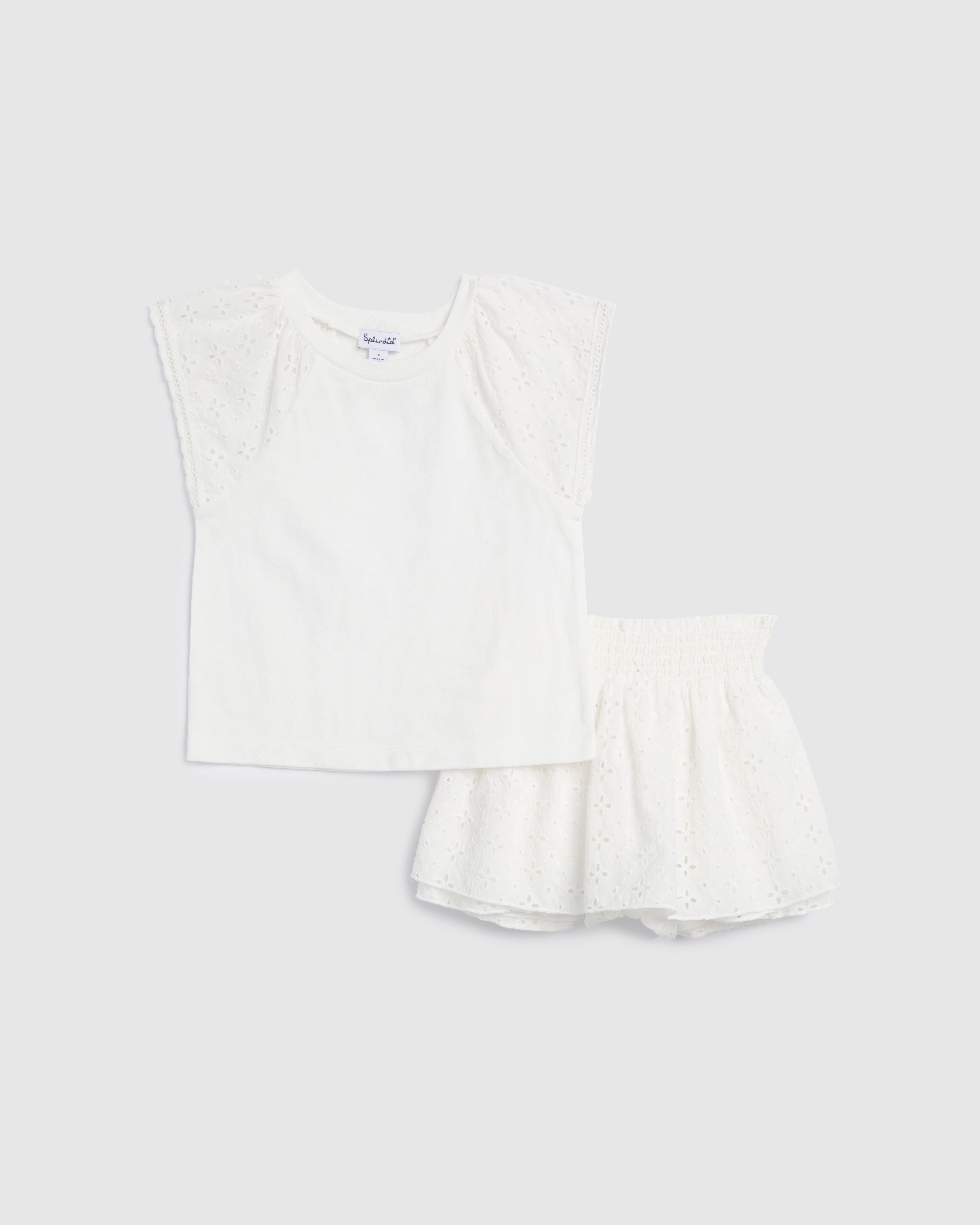 Splendid Infant Girl Breezy Short Sleeve Skort Set White | Vagabond Apparel Boutique