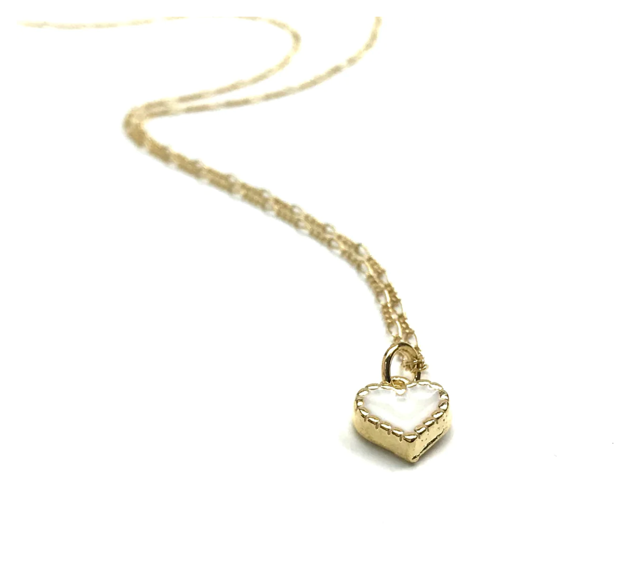 Silver Girl White Heart Necklace Gold Plated