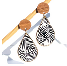 Silver Girl Black Palm Teardrop Dangle Earring