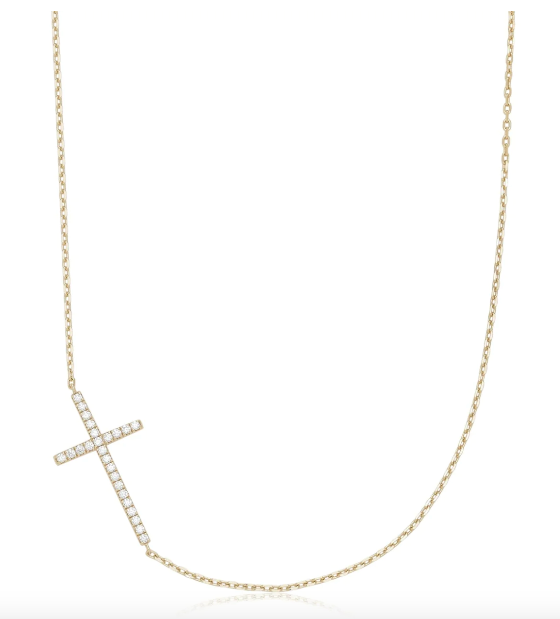 Eklexic Horizontal CZ Cross Necklace 14K Gold | Vagabond Apparel Boutique