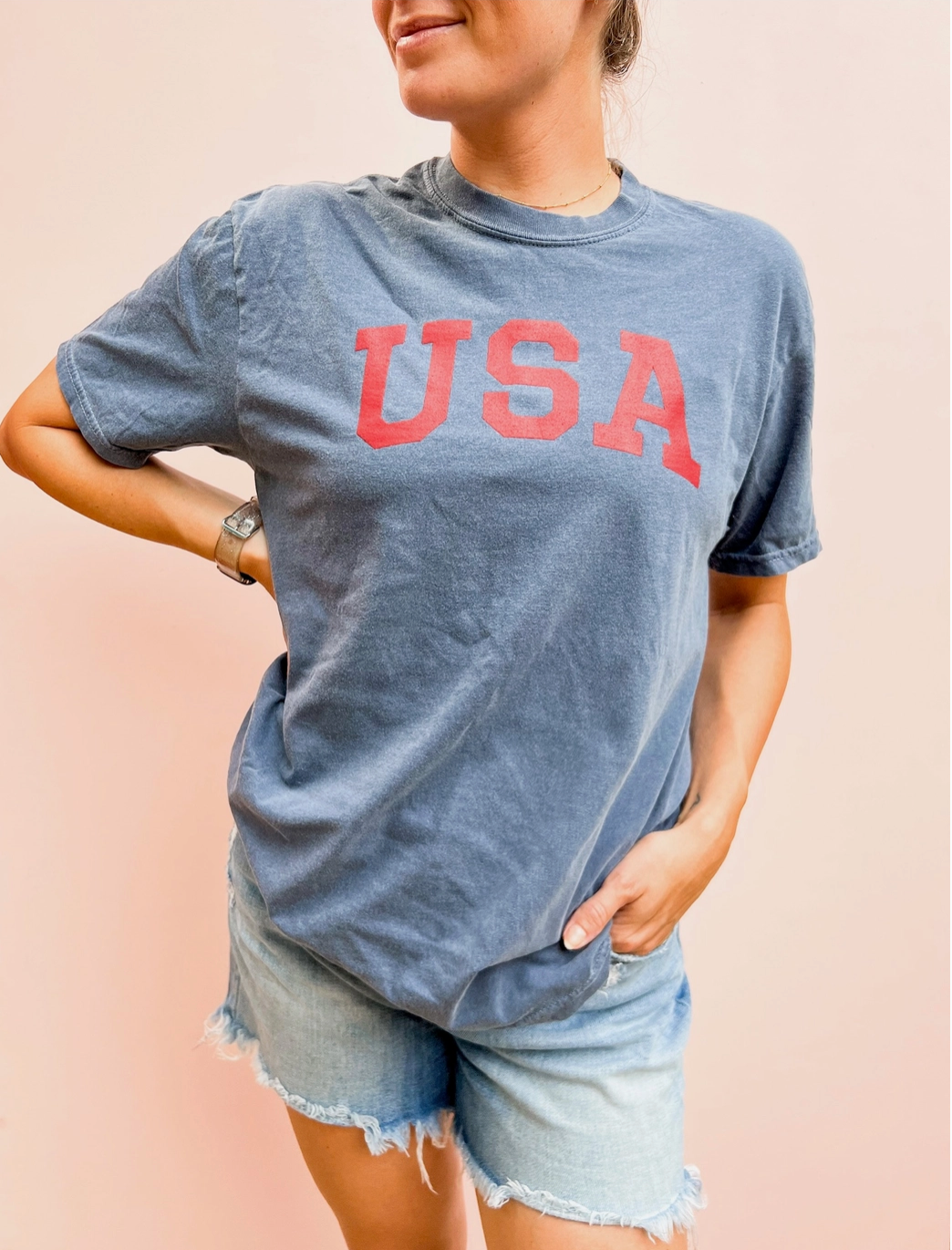 Isla & Skye USA Tee Denim Blue | Vagabond Apparel Boutique