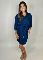 Skemo Solid Short Shirt Dress Navy | Vagabond Apparel Boutique