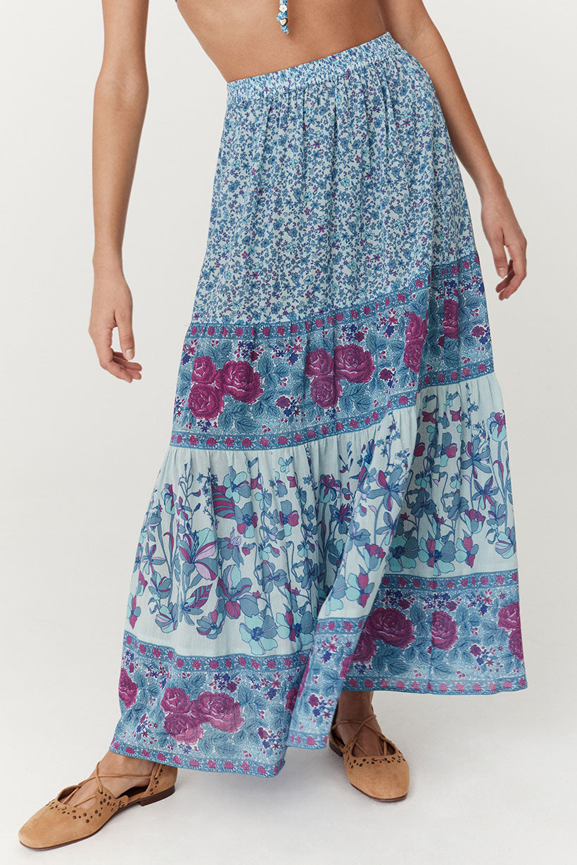 Spell Love Jetty Maxi Skirt Blue Nirvana | Vagabond Apparel Boutique