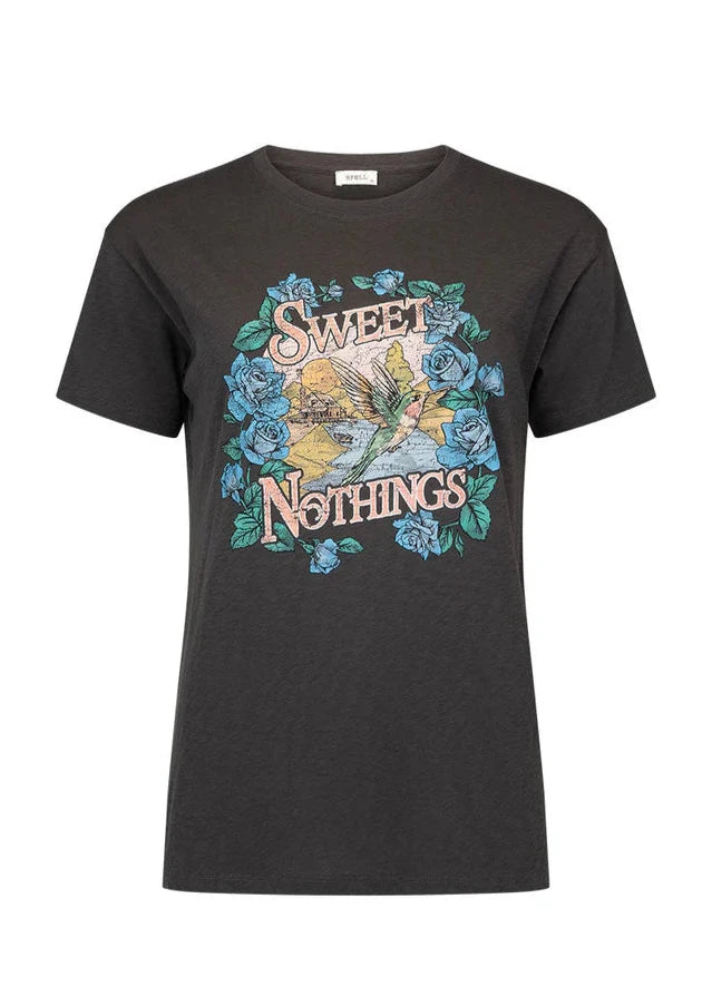 Spell Sweet Nothings Biker Tee Charcoal | Vagabond Apparel Boutique