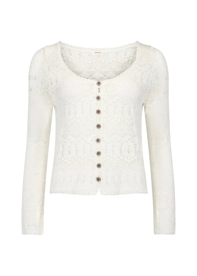 Spell Siesta Pointelle Cardigan Daisy | Vagabond Apparel Boutique