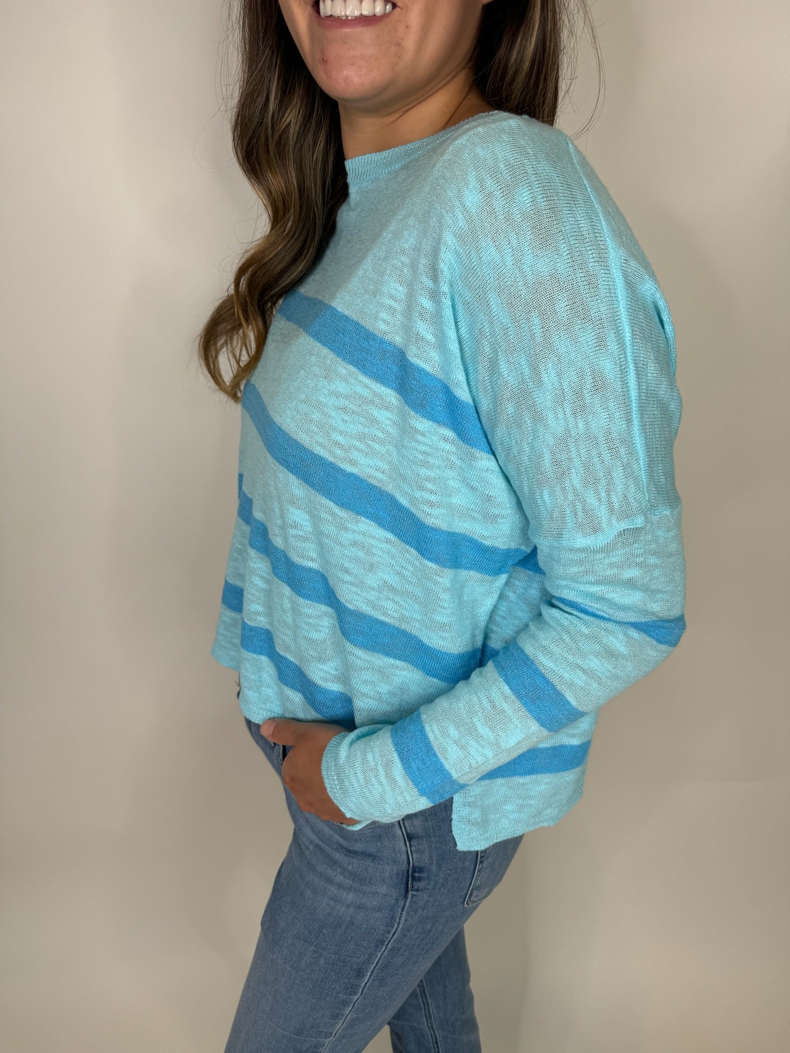 Stitch Drop Ketch Sweater Blue Lagoon | Vagabond Apparel Boutique