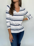 Stitch Drop Zipline Stripe Sweater | Vagabond Apparel Boutique