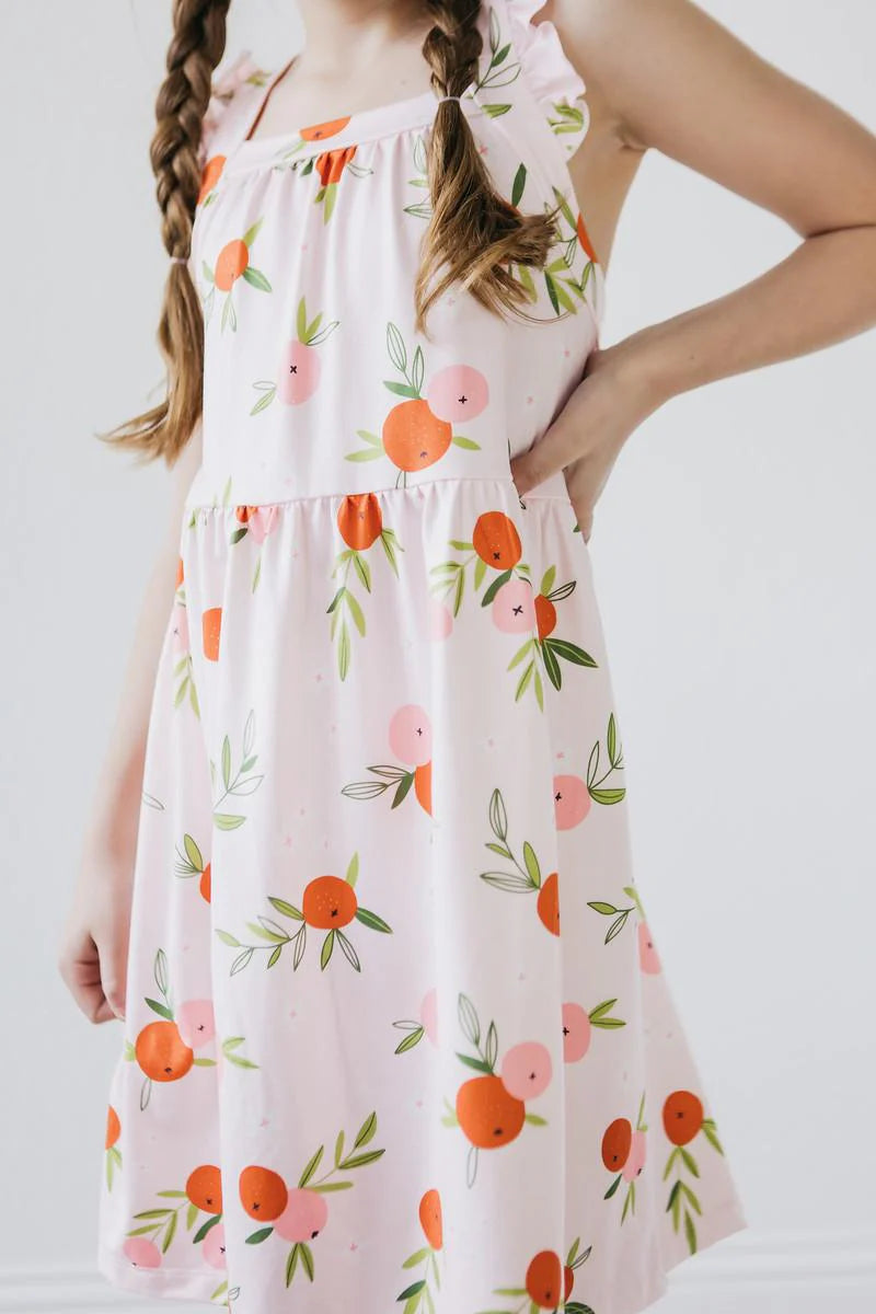 Mila & Rose Tangerine Ruffle Cross Back Dress | Vagabond Apparel Boutique