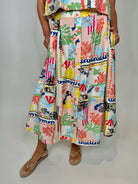 Umgee Abstract Print Front Button Down Skirt | Vagabond Apparel Boutique