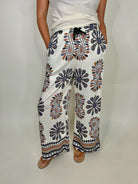 Umgee Floral Wide Leg Pant Grey | Vagabond Apparel Boutique