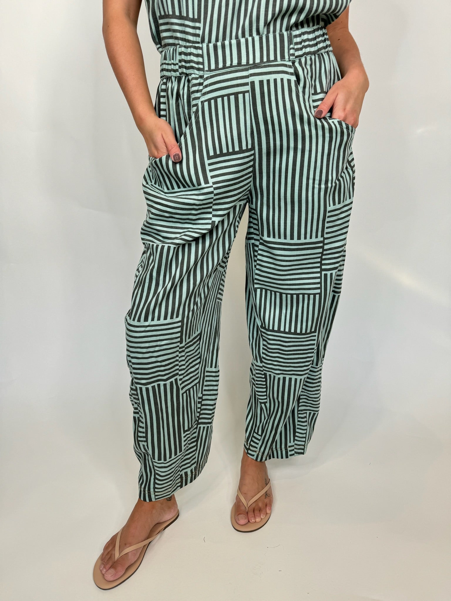 Umgee Striped Baggy Fit Pants | Vagabond Apparel Boutique