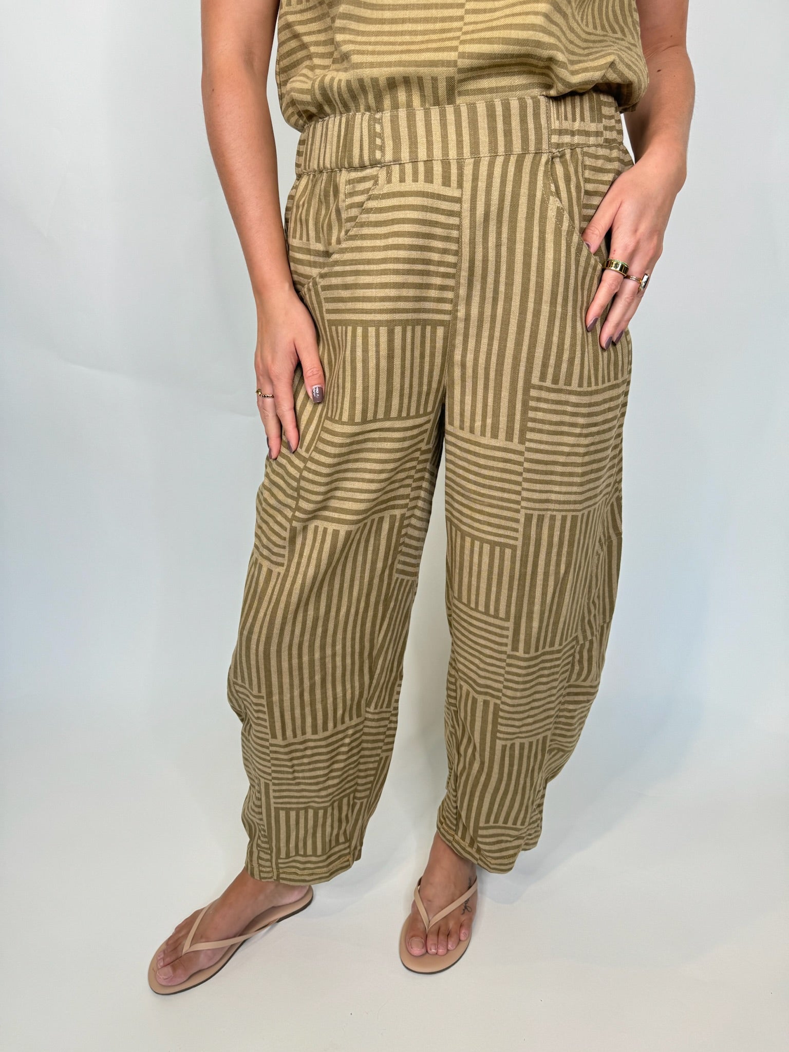 Umgee Striped Baggy Fit Pants | Vagabond Apparel Boutique